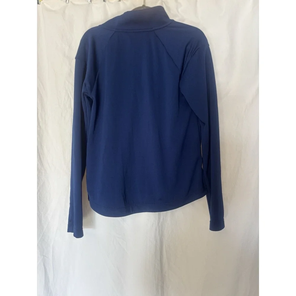 Nike Girls Sweater Medium Blue Logo 1/4 Zip Long‎ Sleeve Mock Neck Medium A9
